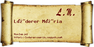 Lóderer Mária névjegykártya